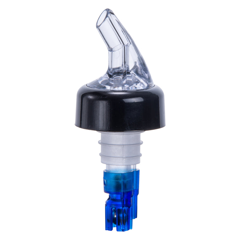 Winco PPA-087 7/8 oz Measuring Pourer Black Collar Plastic Clear Spout