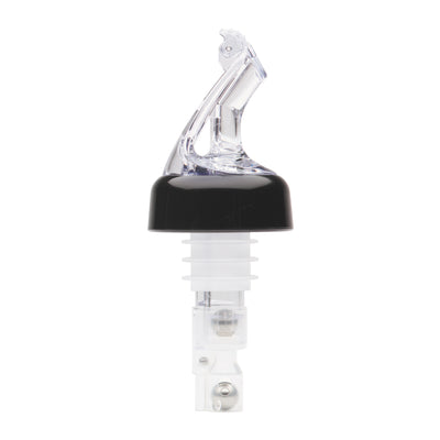 Winco BMP-5100C Bar Maid 1 oz "Premium Pour" Measured Pourers with Flip Top and Black Collar, Clear - 12 Pieces/Pack