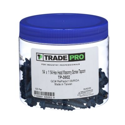 TRADEPRO® Screw Diamond Point Hex Washer Head Slotted 1/4" x 1 1/4" TP-3902