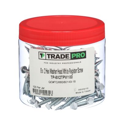 TRADEPRO® Screw Sharp Point Steel 8 x 2" Pack of 100 TP-8X2TPW100