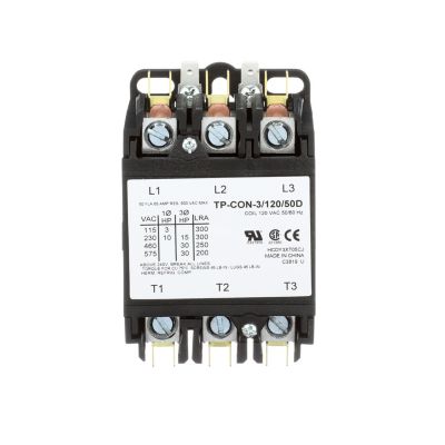 TRADEPRO® Contactor 50 Amp 120 VAC Coil 3-Pole Single Phase TP-CON-3/120/50D