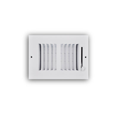 TRUaire 102M06X04, 6x4 2-Way Air Register, White Steel Sidewall & Ceiling Air Vent, 102M Series
