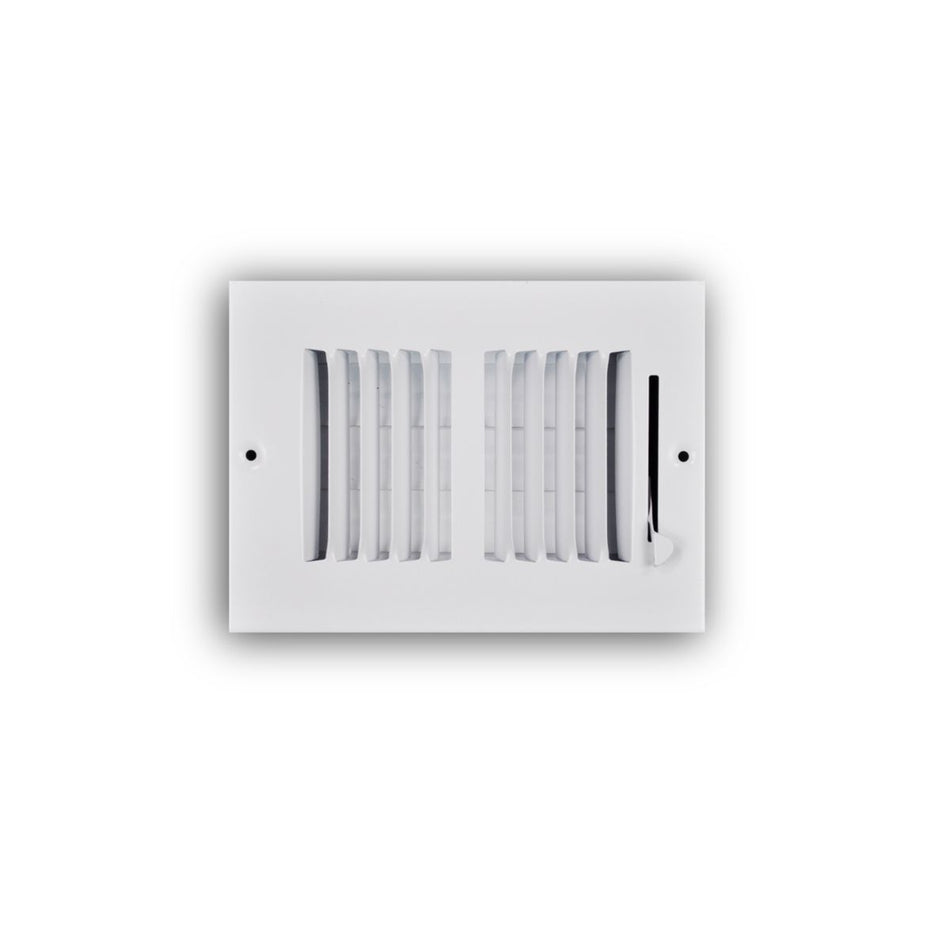 TRUaire 102M06X04, 6x4 2-Way Air Register, White Steel Sidewall & Ceiling Air Vent, 102M Series