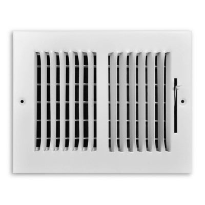 TRUaire 102M08X06, 8x6 2-Way Air Register, White Steel Sidewall & Ceiling Air Vent, 102M Series