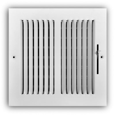 TRUaire 102M08X08, 8x8 2-Way Air Register, White Steel Sidewall & Ceiling Air Vent, 102M Series