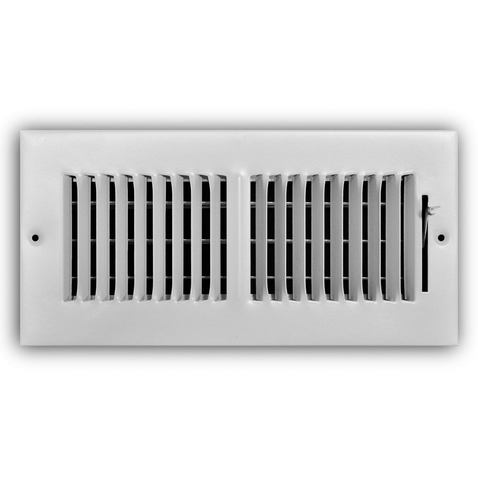 TRUaire 102M10X04, 10x4 2-Way Air Register, White Steel Sidewall & Ceiling Air Vent, 102M Series