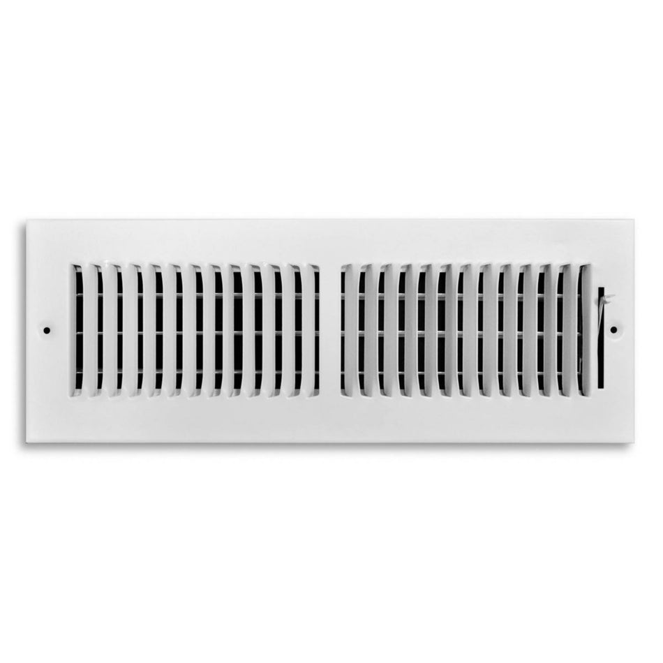 TRUaire 102M14X04, 14x4 2-Way Air Register, White Steel Sidewall & Ceiling Air Vent, 102M Series