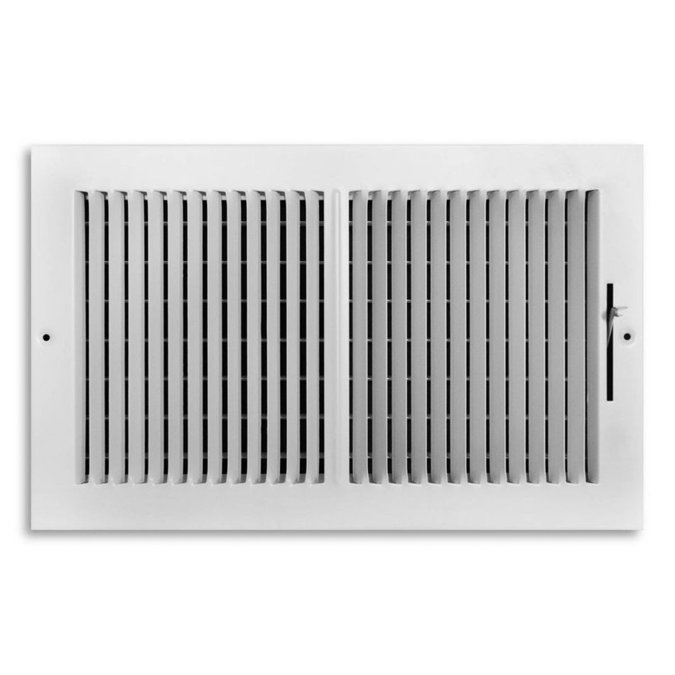 TRUaire 102M14X08, 14x8 2-Way Air Register, White Steel Sidewall & Ceiling Air Vent, 102M Series