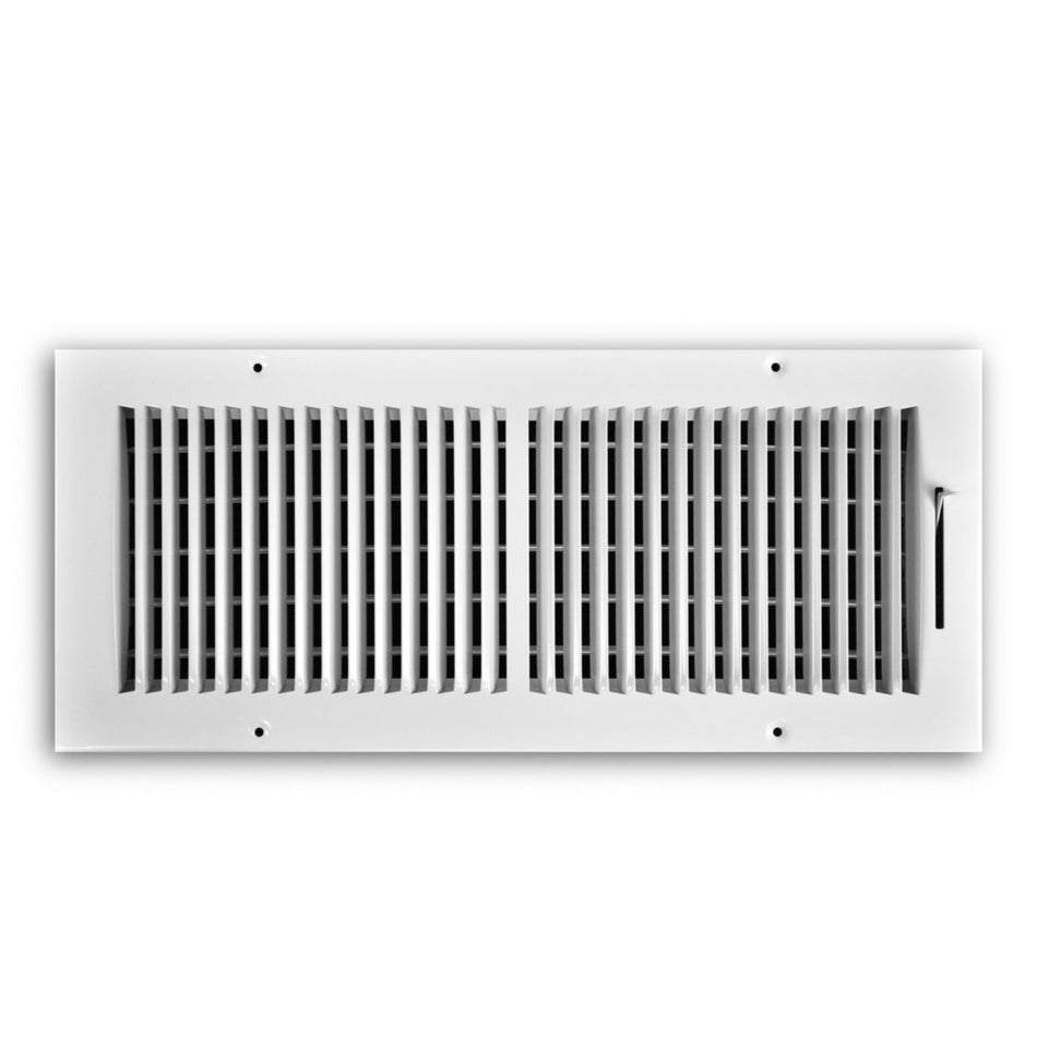 TRUaire 102M16X06, 16x6 2-Way Air Register, White Steel Sidewall & Ceiling Air Vent, 102M Series