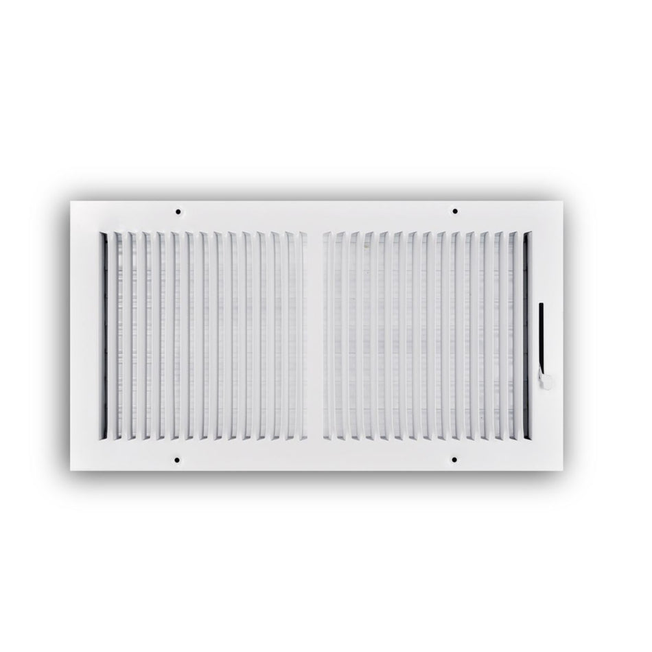 TRUaire 102M16X08, 16x8 2-Way Air Register, White Steel Sidewall & Ceiling Air Vent, 102M Series