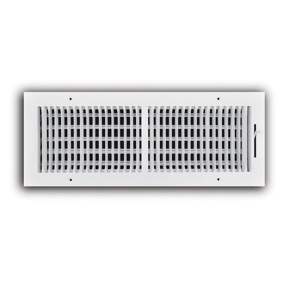 TRUaire 102M18X06, 18x6 2-Way Air Register, White Steel Sidewall & Ceiling Air Vent, 102M Series