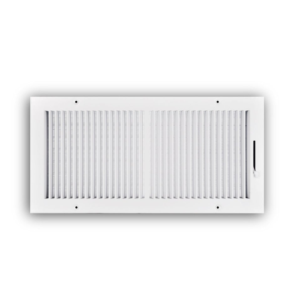 TRUaire 102M18X08, 18x8 2-Way Air Register, White Steel Sidewall & Ceiling Air Vent, 102M Series