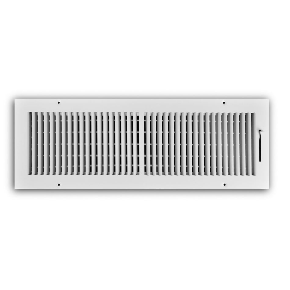 TRUaire 102M20X06, 20x6 2-Way Air Register, White Steel Sidewall & Ceiling Air Vent, 102M Series