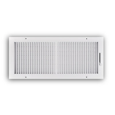 TRUaire 102M20X08, 20x8 2-Way Air Register, White Steel Sidewall & Ceiling Air Vent, 102M Series