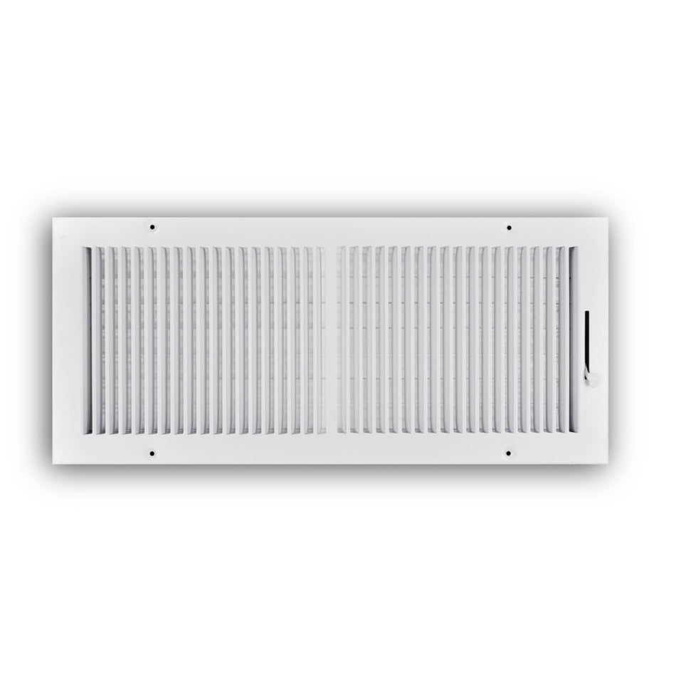 TRUaire 102M20X08, 20x8 2-Way Air Register, White Steel Sidewall & Ceiling Air Vent, 102M Series