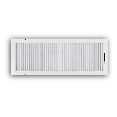 TRUaire 102M24X08, 24x8 2-Way Air Register, White Steel Sidewall & Ceiling Air Vent, 102M Series