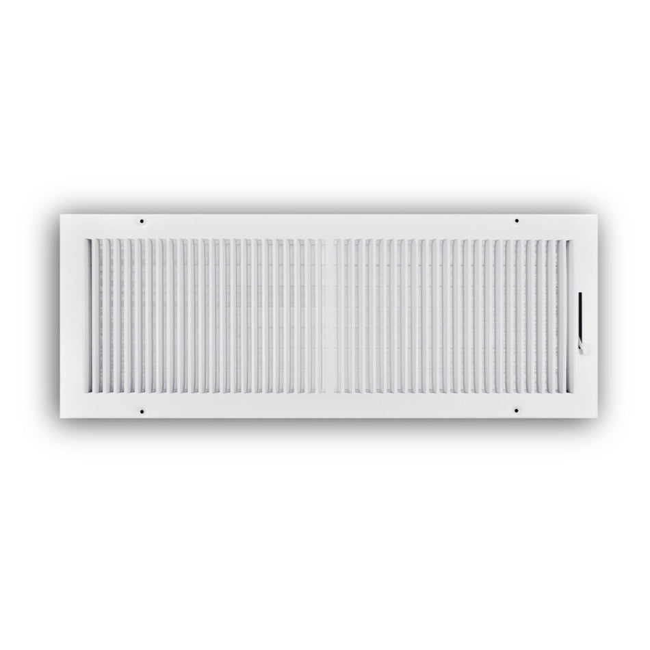 TRUaire 102M24X08, 24x8 2-Way Air Register, White Steel Sidewall & Ceiling Air Vent, 102M Series