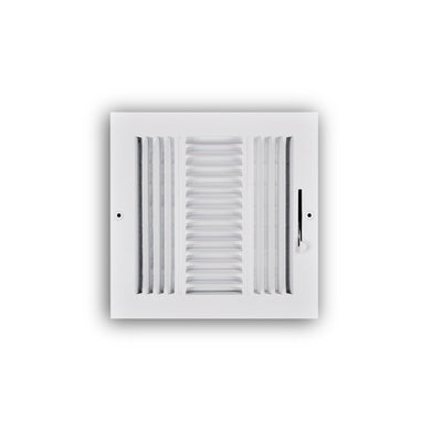 TRUaire 103M08X08, 8x8 3-Way Air Register, White Steel Sidewall & Ceiling Air Vent, 103M Series
