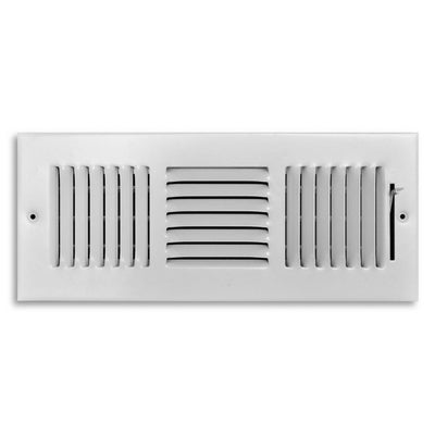TRUaire 103M12X04, 12x4 3-Way Air Register, White Steel Sidewall & Ceiling Air Vent, 103M Series