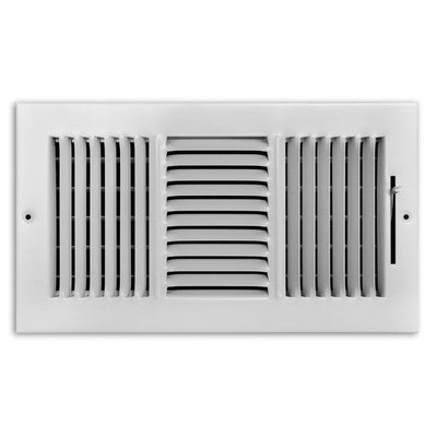 TRUaire 103M12X06, 12x6 3-Way Air Register, White Steel Sidewall & Ceiling Air Vent, 103M Series