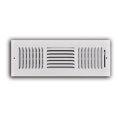 TRUaire 103M14X04, 14x4 3-Way Air Register, White Steel Sidewall & Ceiling Air Vent, 103M Series