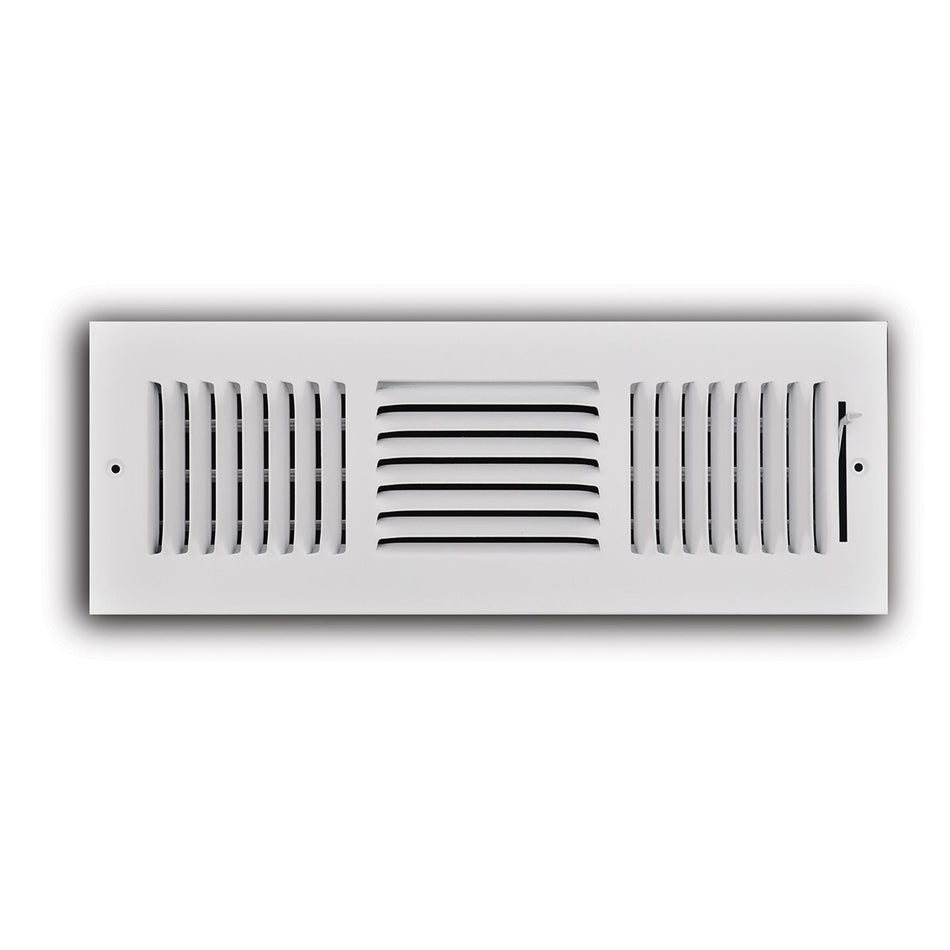 TRUaire 103M14X04, 14x4 3-Way Air Register, White Steel Sidewall & Ceiling Air Vent, 103M Series