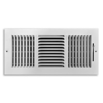 TRUaire 103M14X06, 14x6 3-Way Air Register, White Steel Sidewall & Ceiling Air Vent, 103M Series