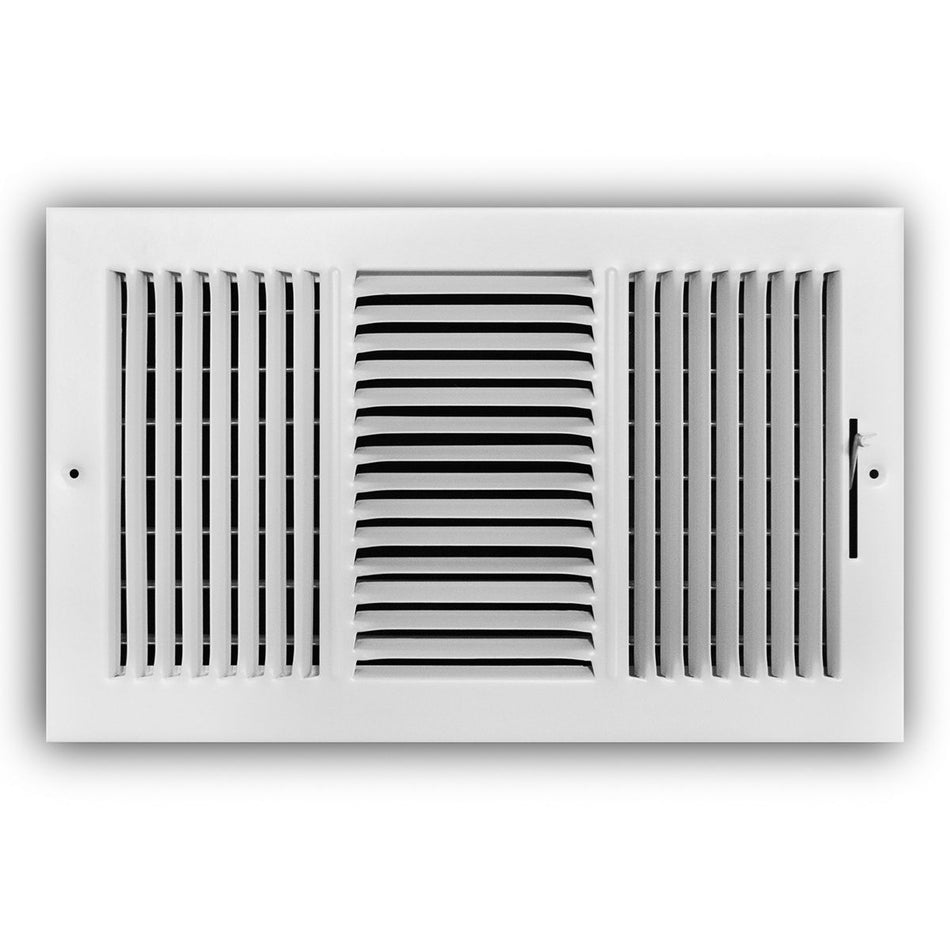 TRUaire 103M14X08, 14x8 3-Way Air Register, White Steel Sidewall & Ceiling Air Vent, 103M Series
