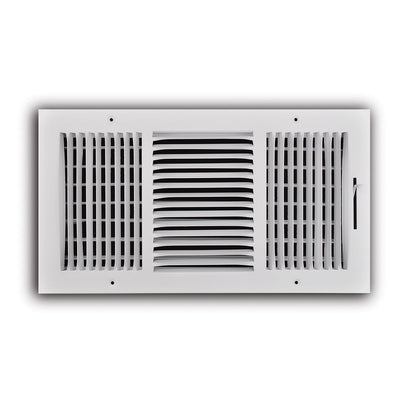 TRUaire 103M16X08, 16x8 3-Way Air Register, White Steel Sidewall & Ceiling Air Vent, 103M Series