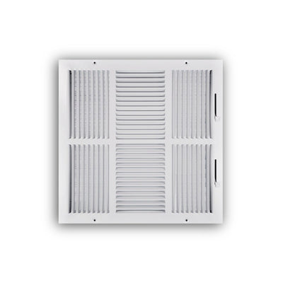 TRUaire 104M16X16, 16x16 4-Way Air Register, White Steel Sidewall & Ceiling Air Vent, 104M Series