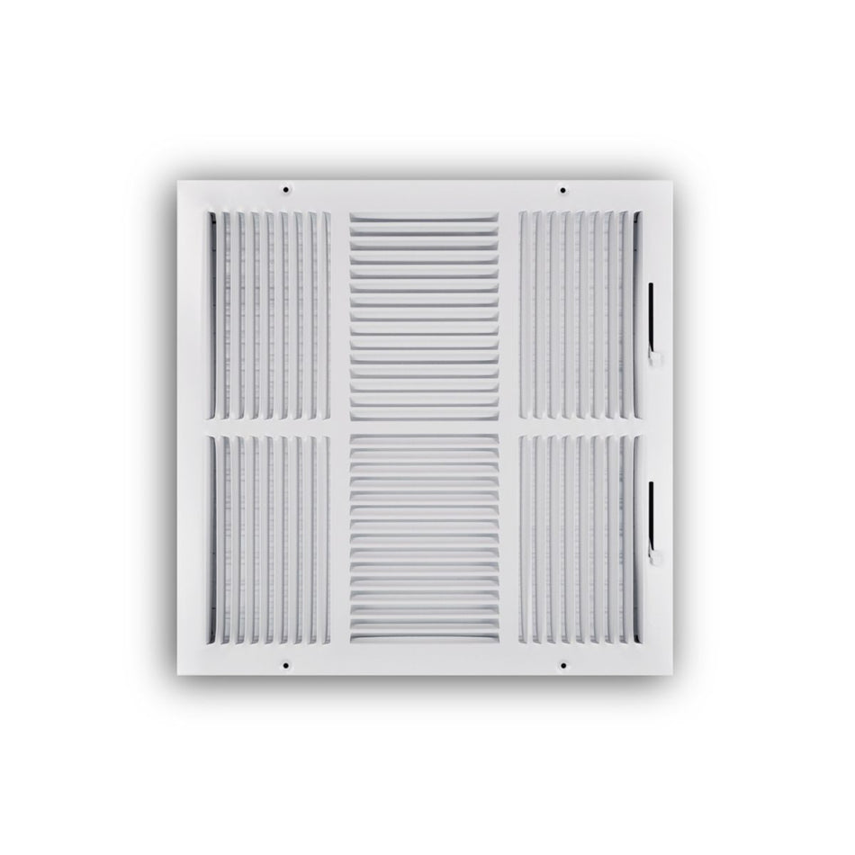 TRUaire 104M16X16, 16x16 4-Way Air Register, White Steel Sidewall & Ceiling Air Vent, 104M Series