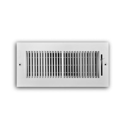 TRUaire 132M10X04, 10x4 2-Way Air Register, White Steel Sidewall & Ceiling Air Vent, 132M Series