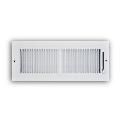 TRUaire 132M12X04, 12x4 2-Way Air Register, White Steel Sidewall & Ceiling Air Vent, 132M Series