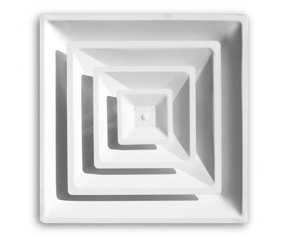 TRUaire 2004CD08, 24x24 T-Bar Lay-In Ceiling Diffuser, White Steel Ceiling Air Vent, 2004CD Series