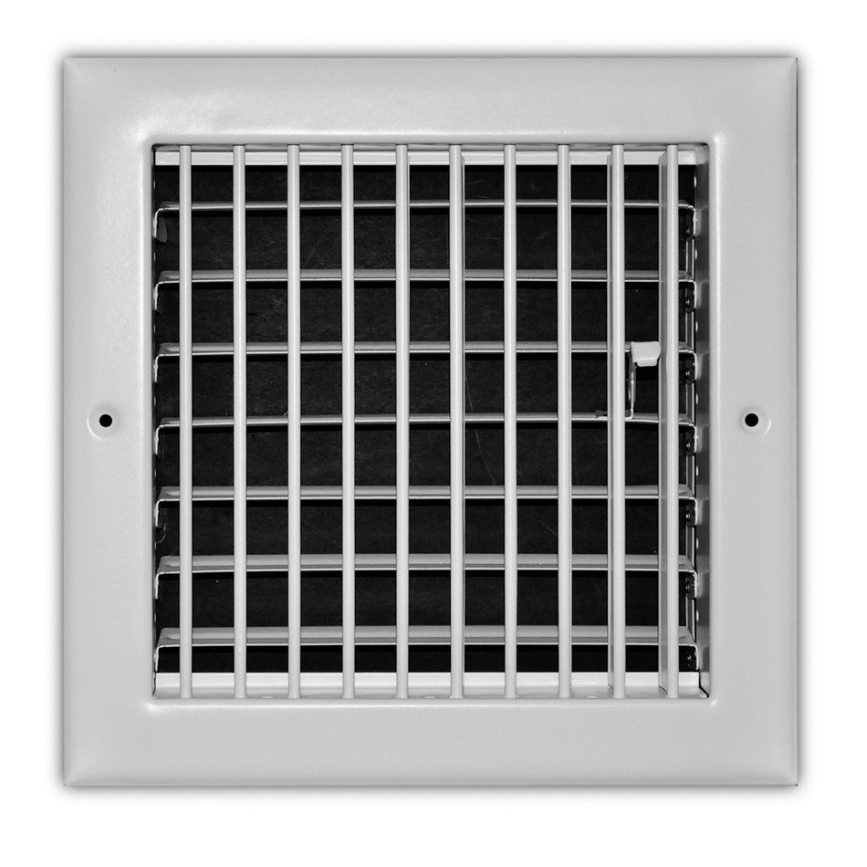 TRUaire 210VM08X08, 8x8 1-Way Air Register, White Steel Sidewall & Ceiling Air Vent, 210VM Series