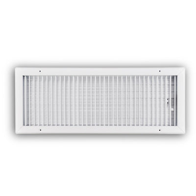 TRUaire 210VM24X08, 24x8 1-Way Air Register, White Steel Sidewall & Ceiling Air Vent, 210VM Series
