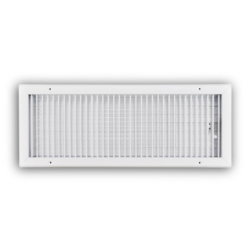 TRUaire 210VM24X08, 24x8 1-Way Air Register, White Steel Sidewall & Ceiling Air Vent, 210VM Series