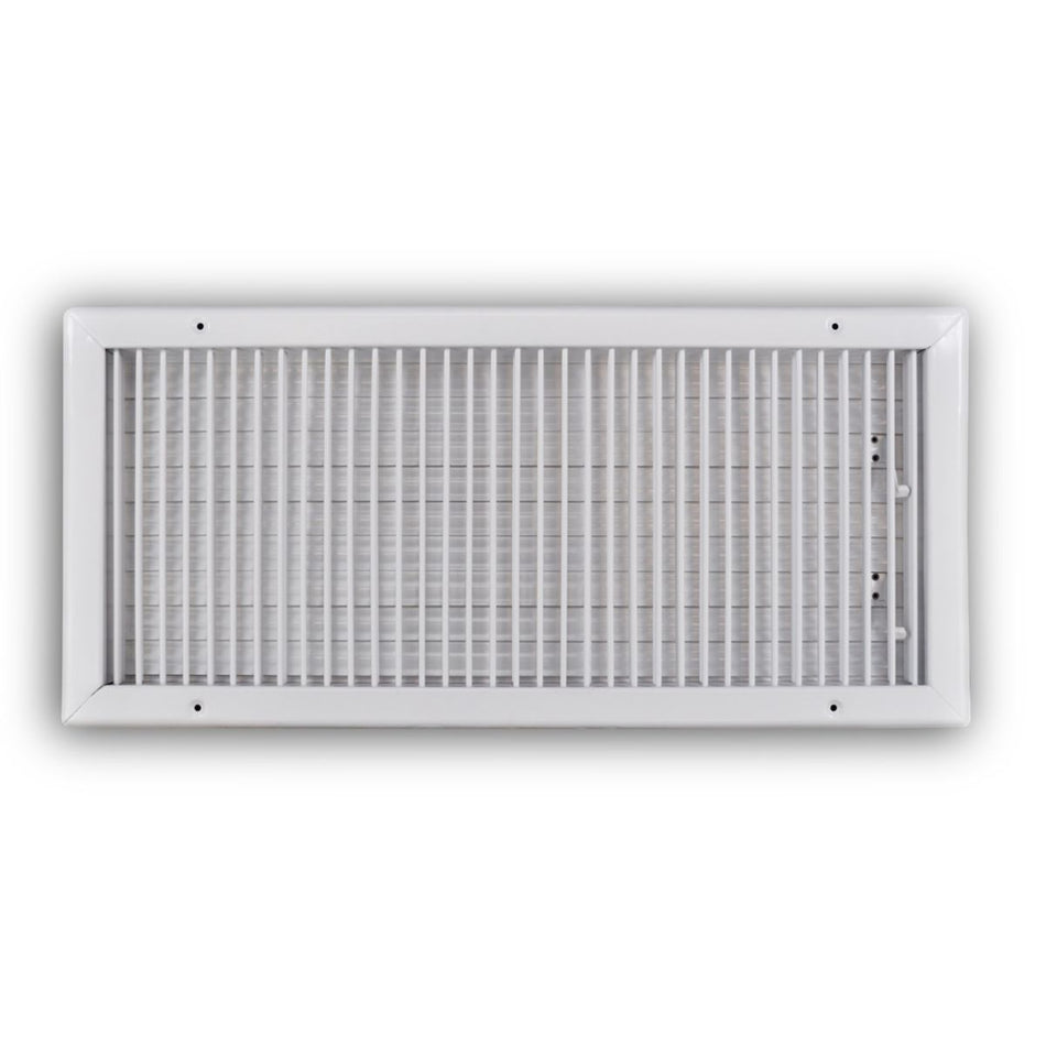 TRUaire 210VM24X10, 24x10 1-Way Air Register, White Steel Sidewall & Ceiling Air Vent, 210VM Series