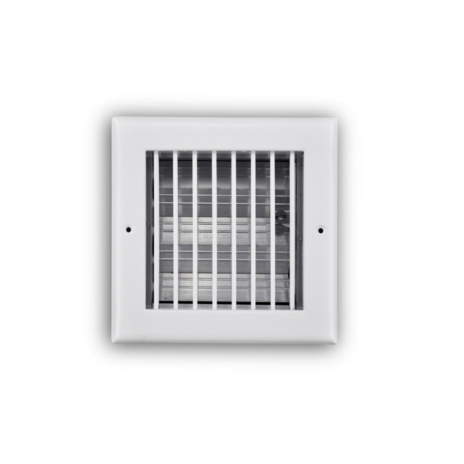 TRUaire 210VO06X06, 6x6 Single Deflection Air Register, White Steel Sidewall & Ceiling Air Vent with Opposed Blade Damper, 210VO Series