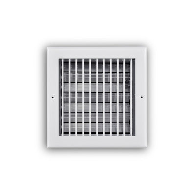 TRUaire 210VO08X08, 8x8 Single Deflection Air Register, White Steel Sidewall & Ceiling Air Vent with Opposed Blade Damper, 210VO Series