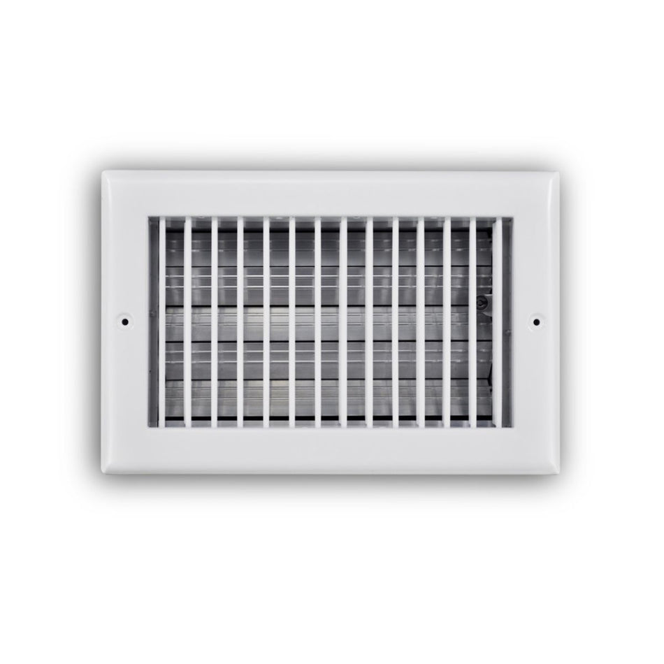 TRUaire 210VO10X06, 10x6 Single Deflection Air Register, White Steel Sidewall & Ceiling Air Vent with Opposed Blade Damper, 210VO Series