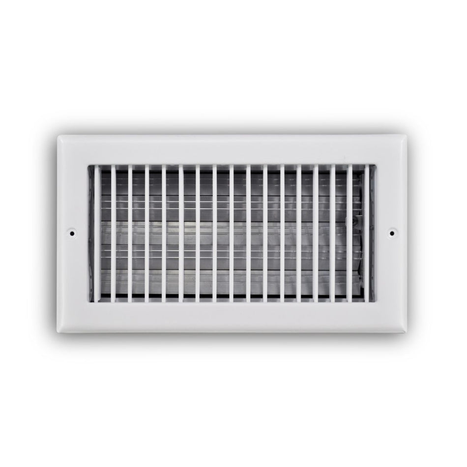 TRUaire 210VO12X06, 12x6 Single Deflection Air Register, White Steel Sidewall & Ceiling Air Vent with Opposed Blade Damper, 210VO Series