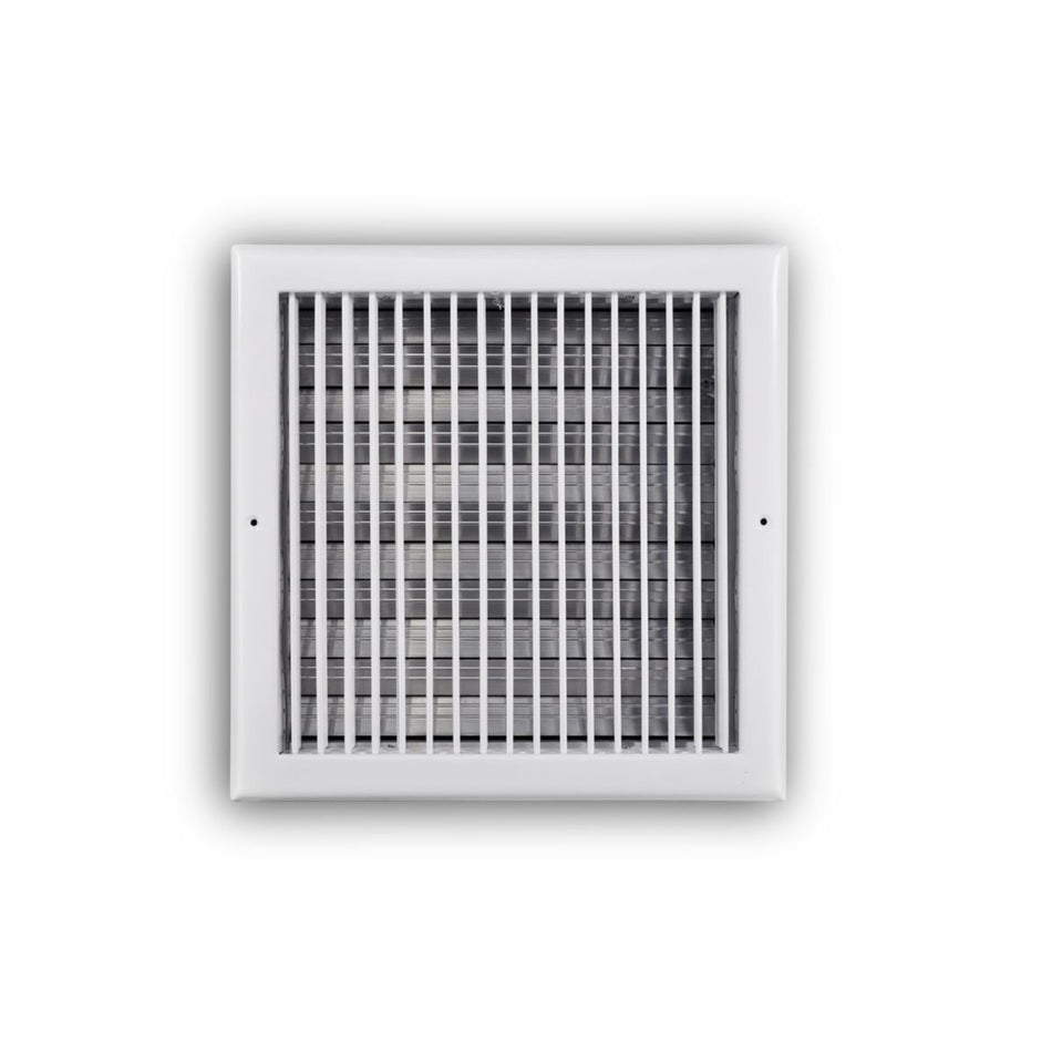 TRUaire 210VO12X12, 12x12 Single Deflection Air Register, White Steel Sidewall & Ceiling Air Vent with Opposed Blade Damper, 210VO Series