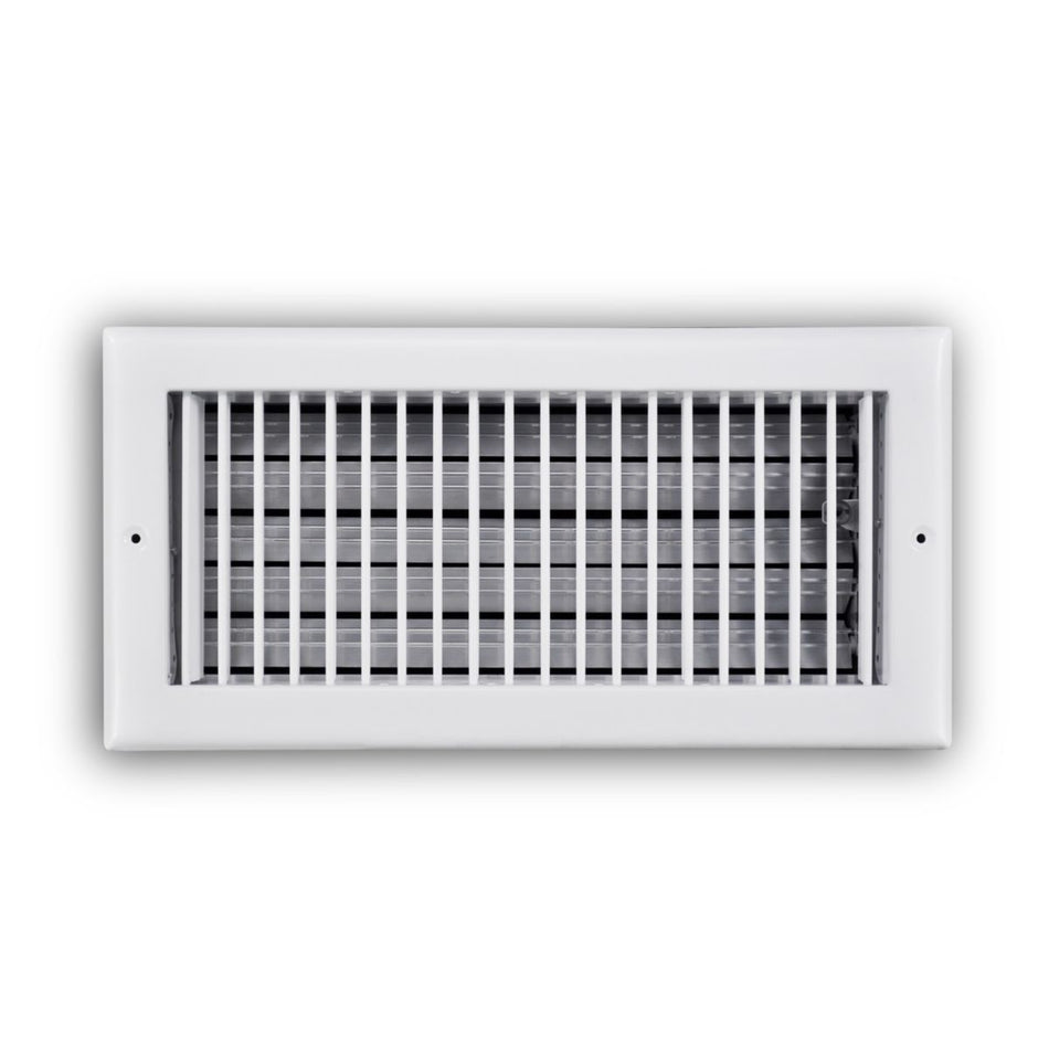 TRUaire 210VO14X06, 14x6 Single Deflection Air Register, White Steel Sidewall & Ceiling Air Vent with Opposed Blade Damper, 210VO Series