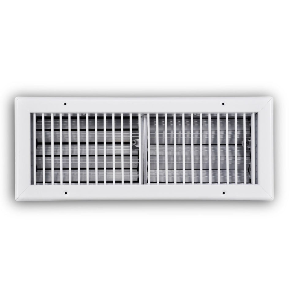 TRUaire 210VO18X06, 18x6 Single Deflection Air Register, White Steel Sidewall & Ceiling Air Vent with Opposed Blade Damper, 210VO Series