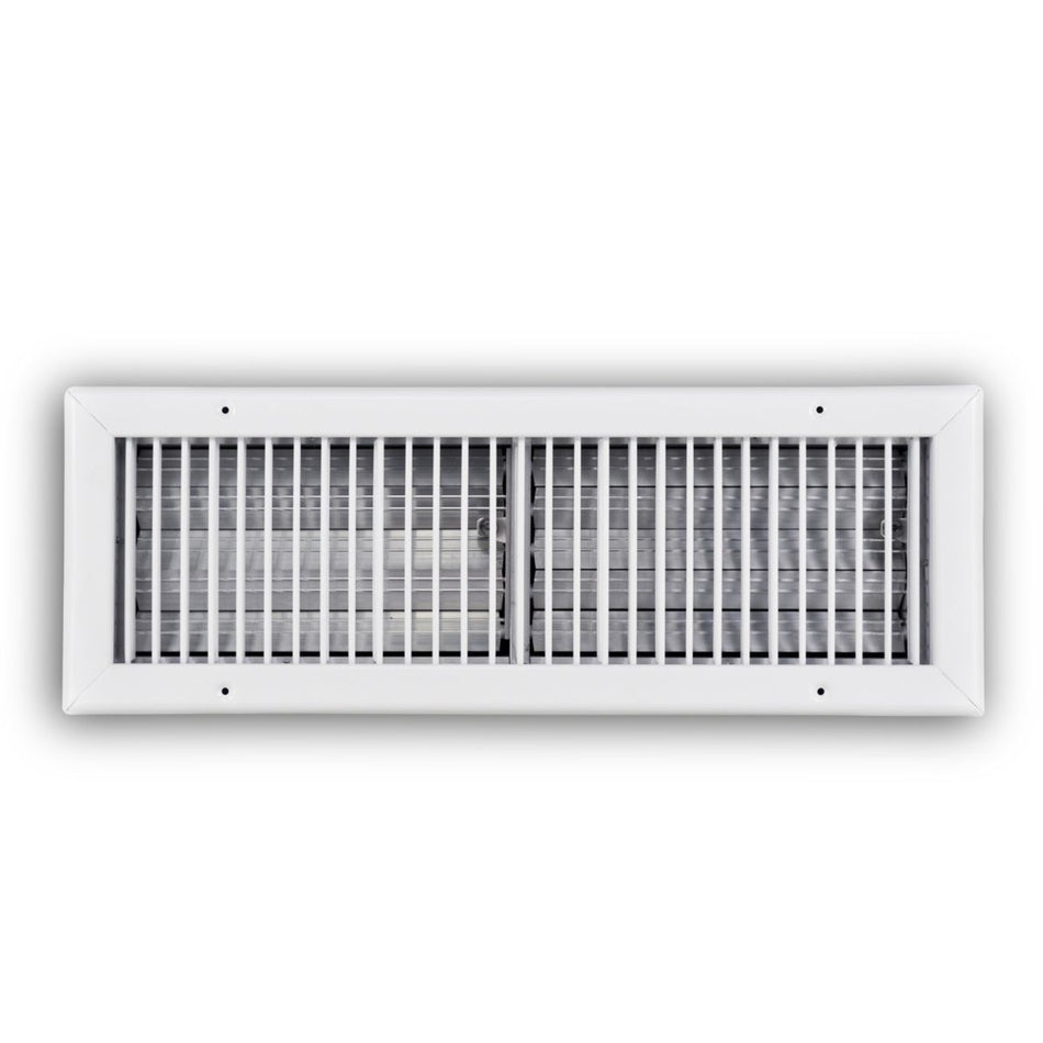 TRUaire 210VO20X06, 20x6 Single Deflection Air Register, White Steel Sidewall & Ceiling Air Vent with Opposed Blade Damper, 210VO Series