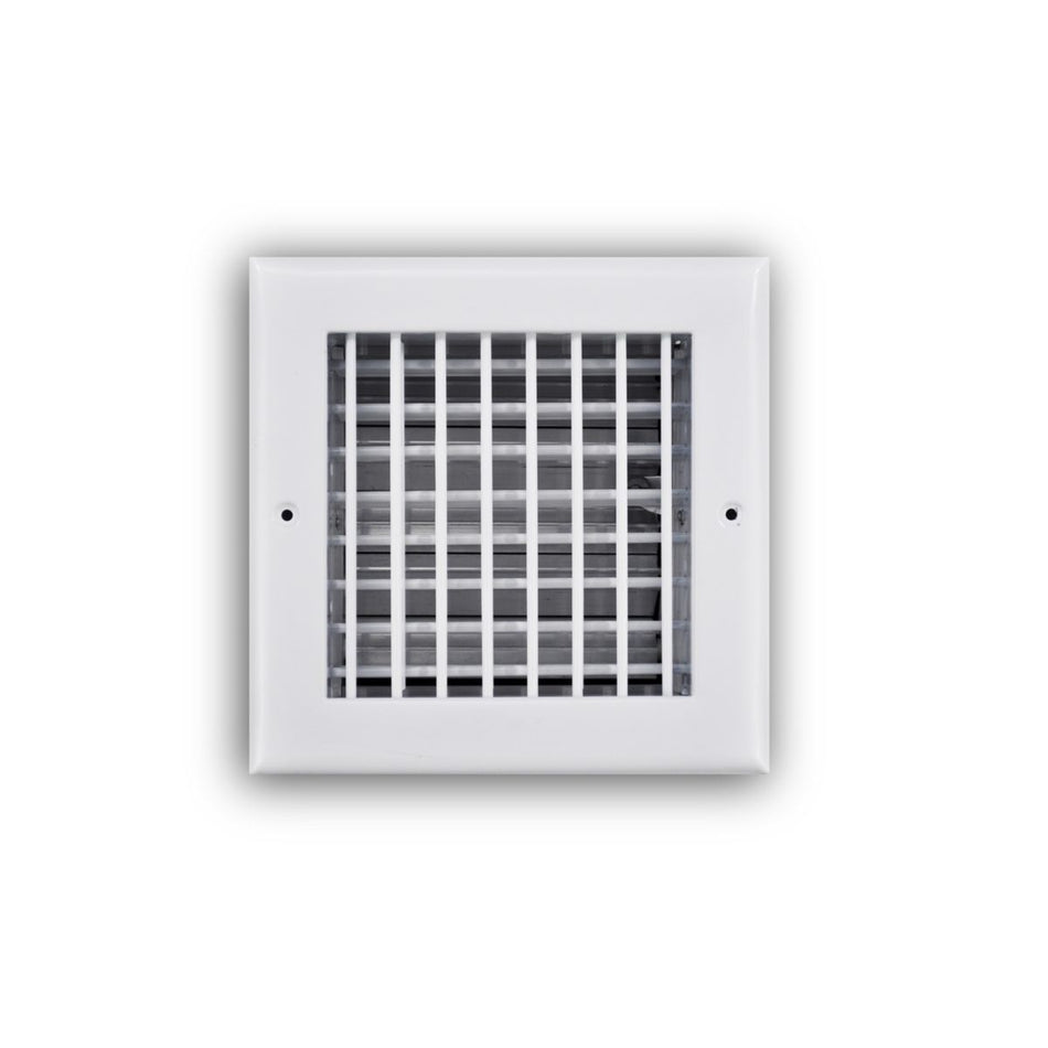 TRUaire 220VO06X06, 6x6 Double Deflection Air Register, White Steel Sidewall & Ceiling Air Vent with Opposed Blade Damper, 220VO Series