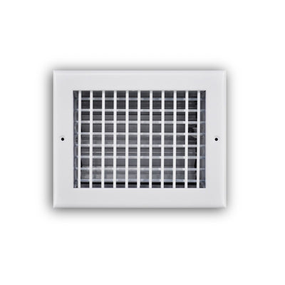 TRUaire 220VO08X06, 8x6 Double Deflection Air Register, White Steel Sidewall & Ceiling Air Vent with Opposed Blade Damper, 220VO Series