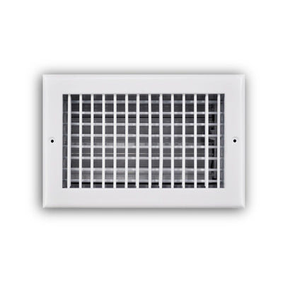 TRUaire 220VO10X06, 10x6 Double Deflection Air Register, White Steel Sidewall & Ceiling Air Vent with Opposed Blade Damper, 220VO Series