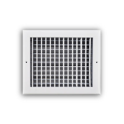 TRUaire 220VO10X08, 10x8 Double Deflection Air Register, White Steel Sidewall & Ceiling Air Vent with Opposed Blade Damper, 220VO Series